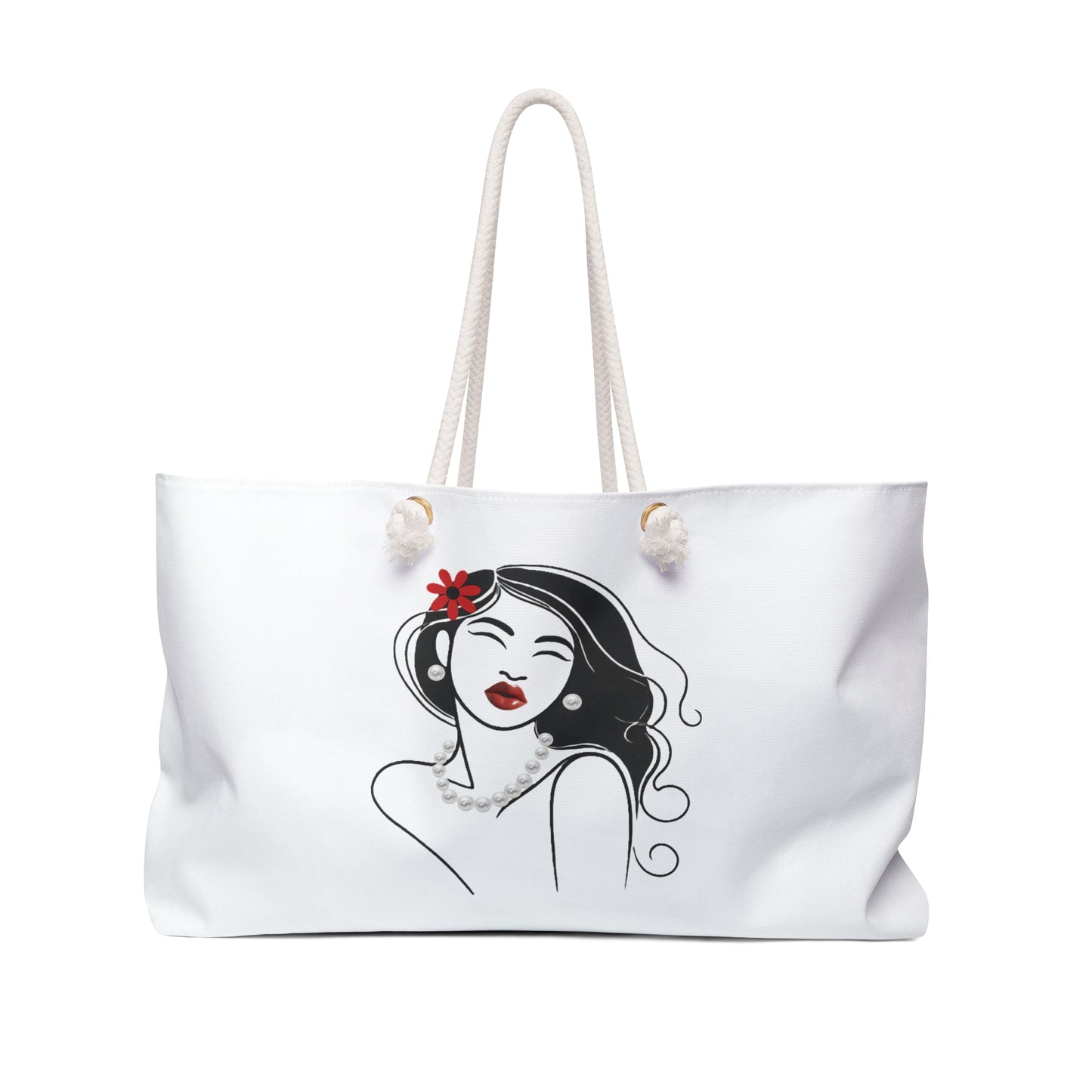 Pearls & Curls 3 | White Double-Sided Weekender Bag