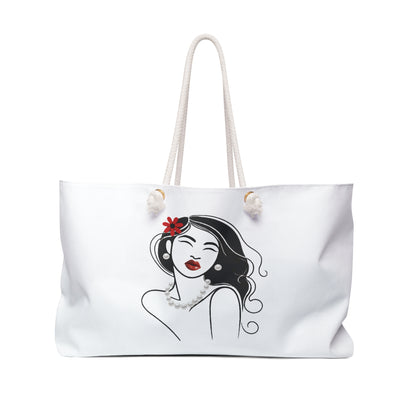 Pearls & Curls 3 | White Double-Sided Weekender Bag
