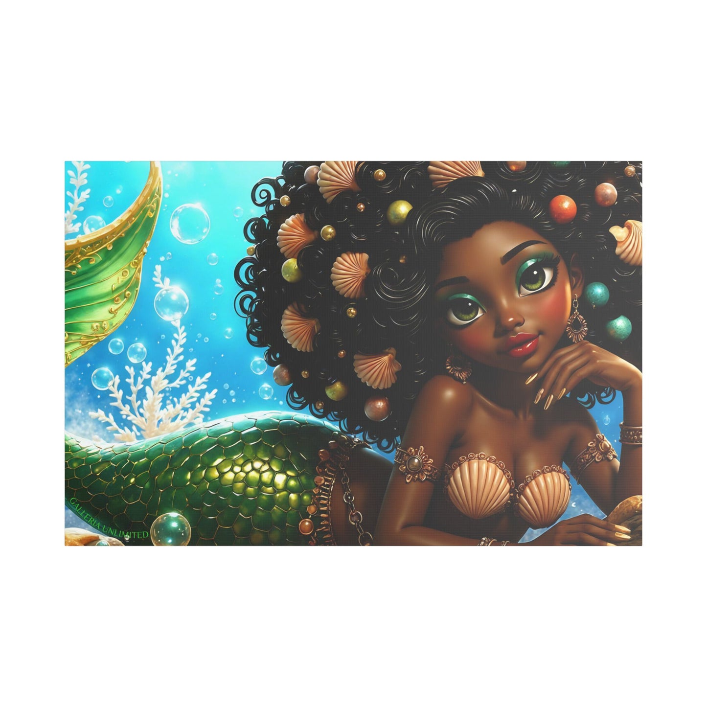 Sirens of the Gilded Sea | Blue Lagoon, Satin Stretched Canvas