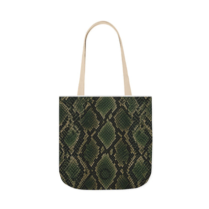 Snake | Olive Snakeskin Pattern Canvas Tote Bag