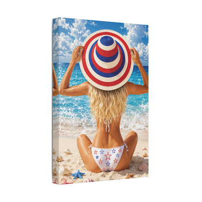 Stars, Stripes, & Sunlight | Coastal Blonde, Satin Canvas, Stretched