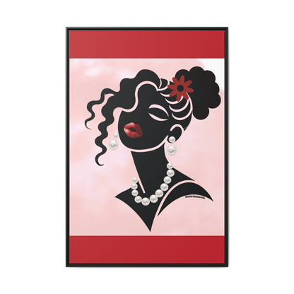 Pearls & Curls5 | Ruby Kiss - Framed Matte Canvas Art (black or white frame)