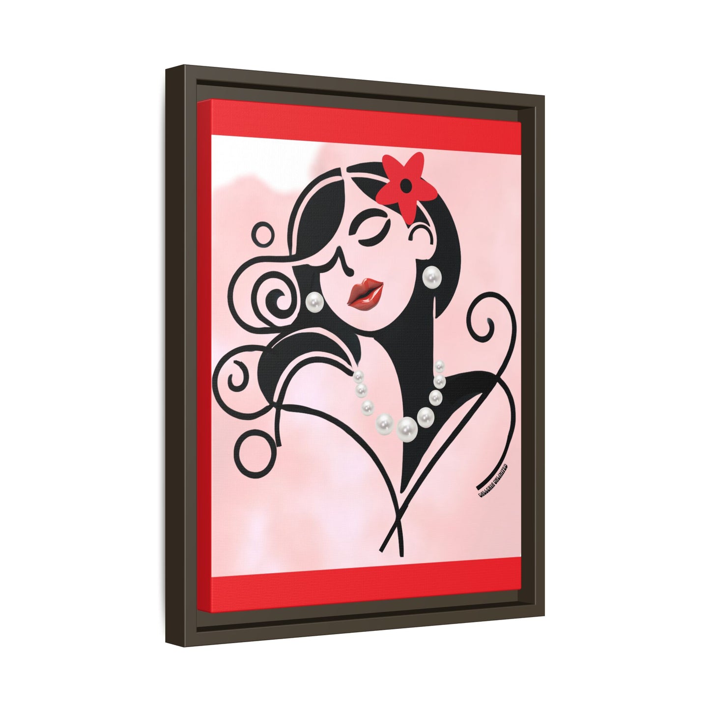 Pearls & Curls 4 | Cherry Kiss Framed Matte Canvas Wall Art (black or white frame)