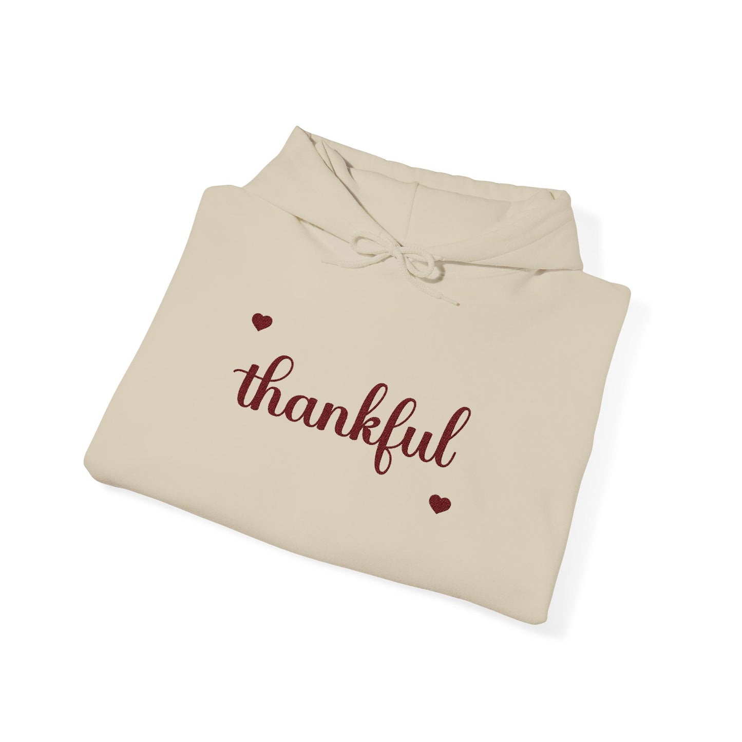 The Thankful Edit1 | Maroon Embroidered Thankful Hoodie, maroon hearts (multiple colors)
