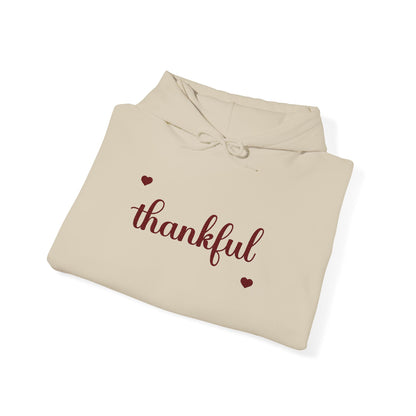 The Thankful Edit1 | Maroon Embroidered Thankful Hoodie, maroon hearts (multiple colors)