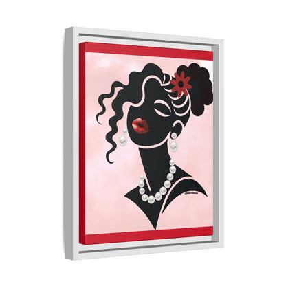 Pearls & Curls 5 | Crimson Kiss Framed Matte Canvas Wall Art (black or white frame)