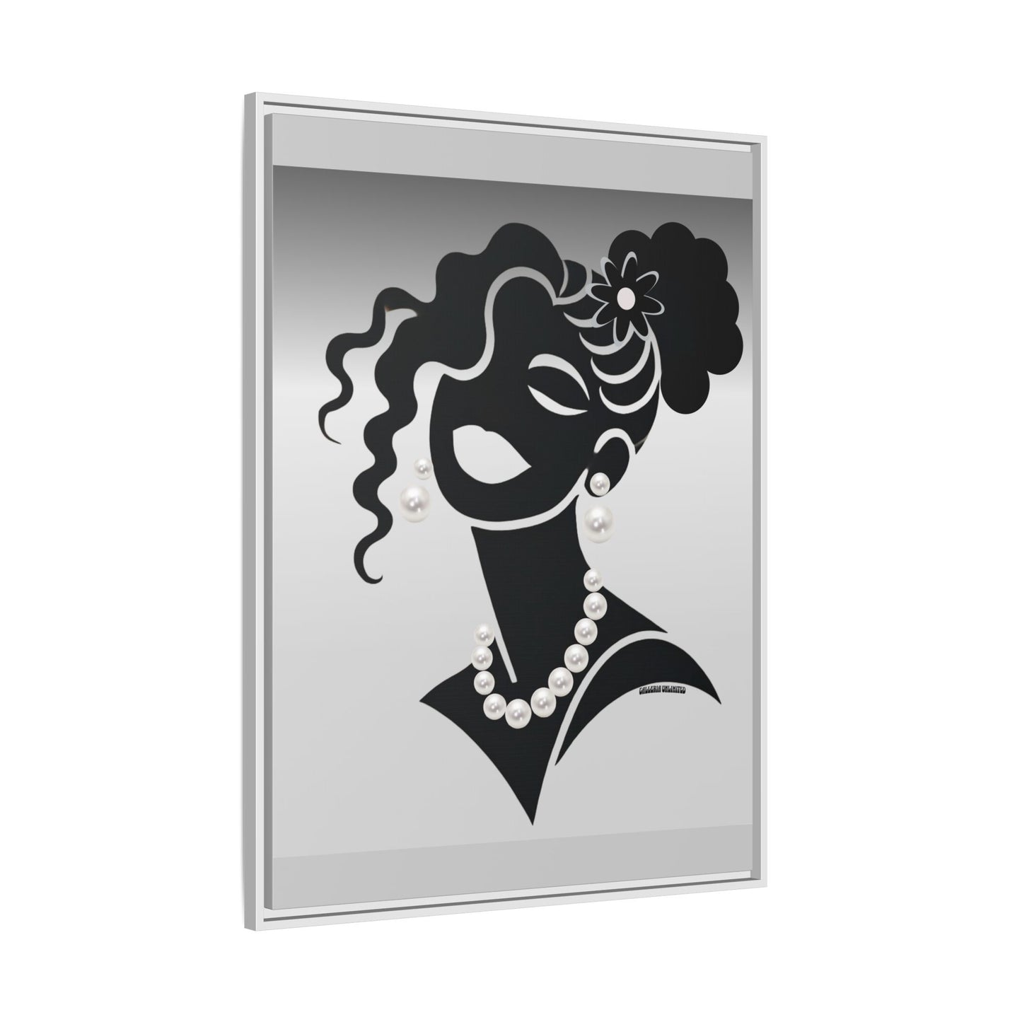 Pearls & Curls 2 | Black and White Framed Matte Canvas Wall Art (black or white frame)