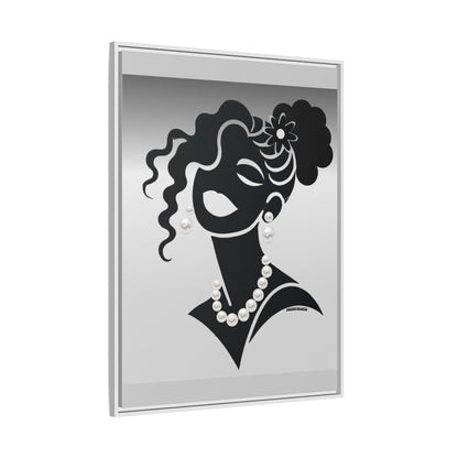 Pearls & Curls 2 | Black and White Framed Matte Canvas Wall Art (black or white frame)