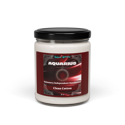 Aquarius | Clean Cotton Candle, 9oz (garnet)