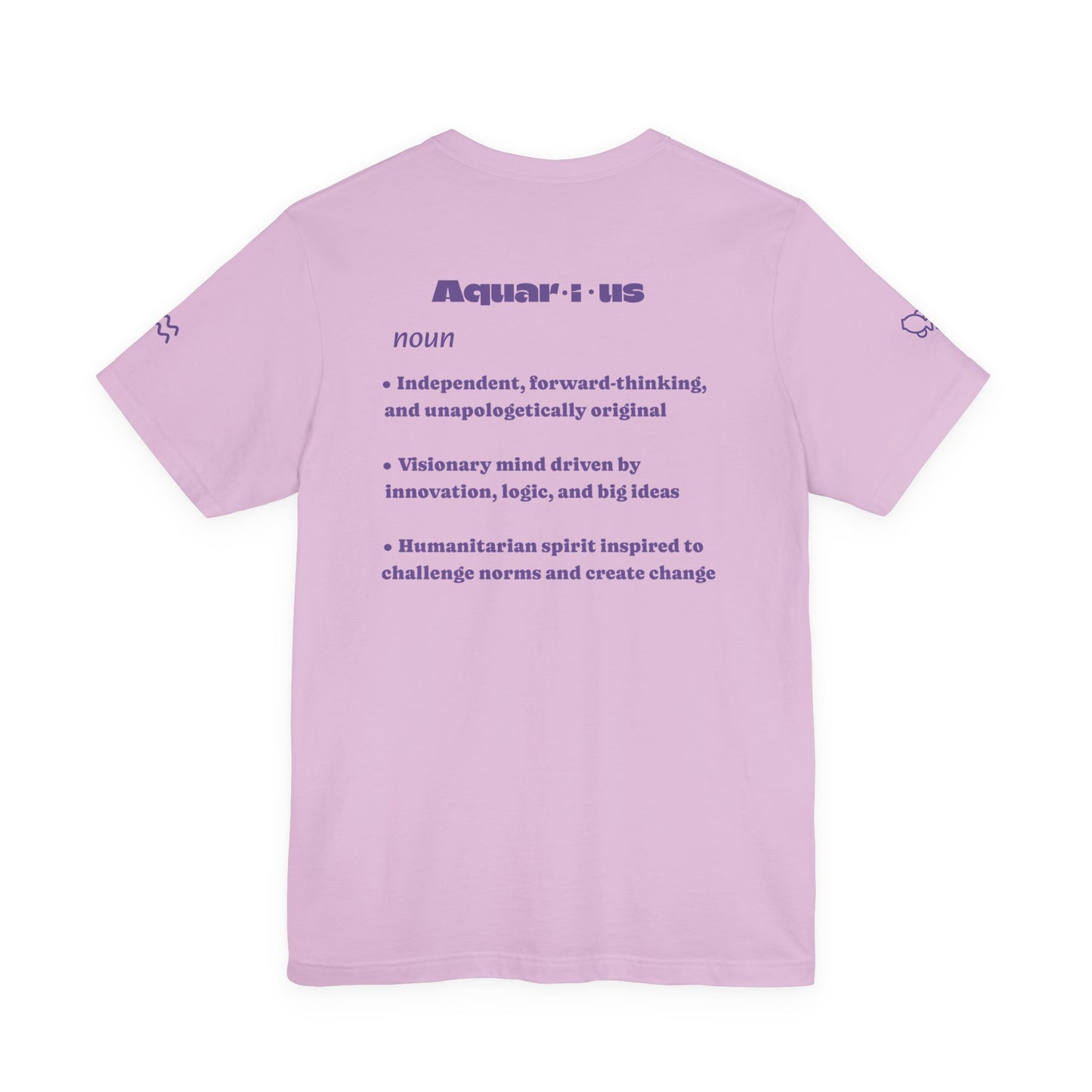 Aquarius | Word Art Graphic Tee2 (amethyst)-"Aquarius" Definition on Back