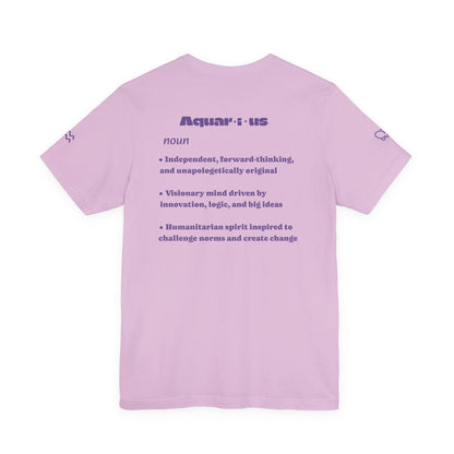 Aquarius | Word Art Graphic Tee2 (amethyst)-"Aquarius" Definition on Back