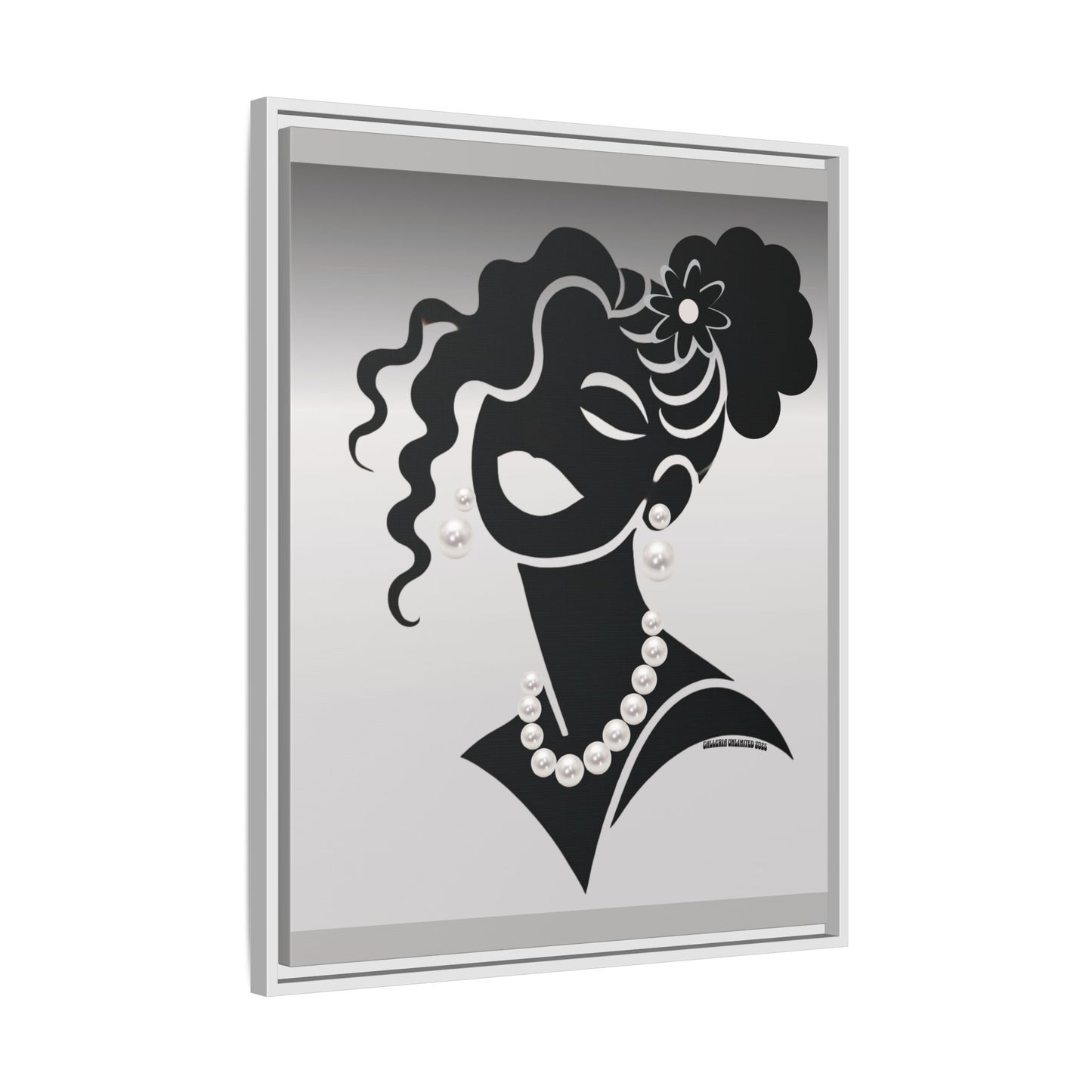 Pearls & Curls5 | Black and White - Framed Matte Canvas Art (black or white frame)