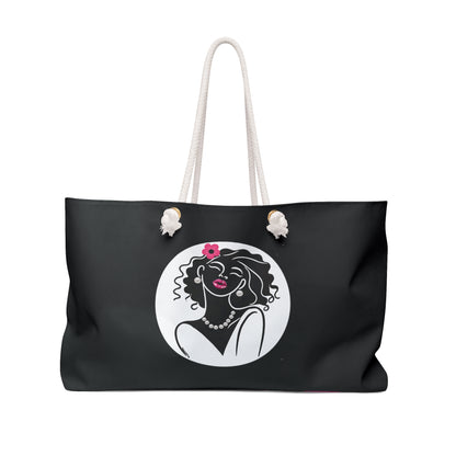 Pearls & Curls2 | Black - Two-Sided Weekender Bag