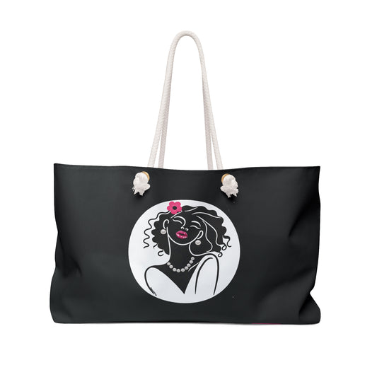 Pearls & Curls2 | Black - Two-Sided Weekender Bag