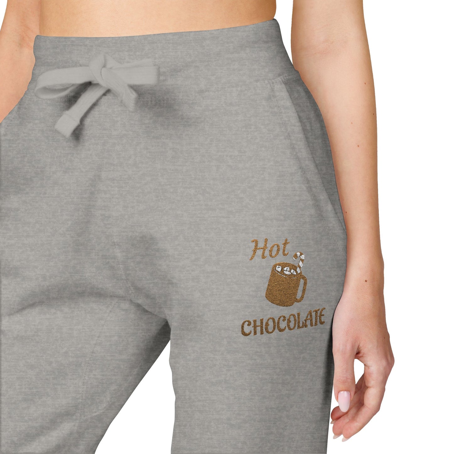 Harvest Haze | Hot Chocolate Gold Embroidered Sweatpants