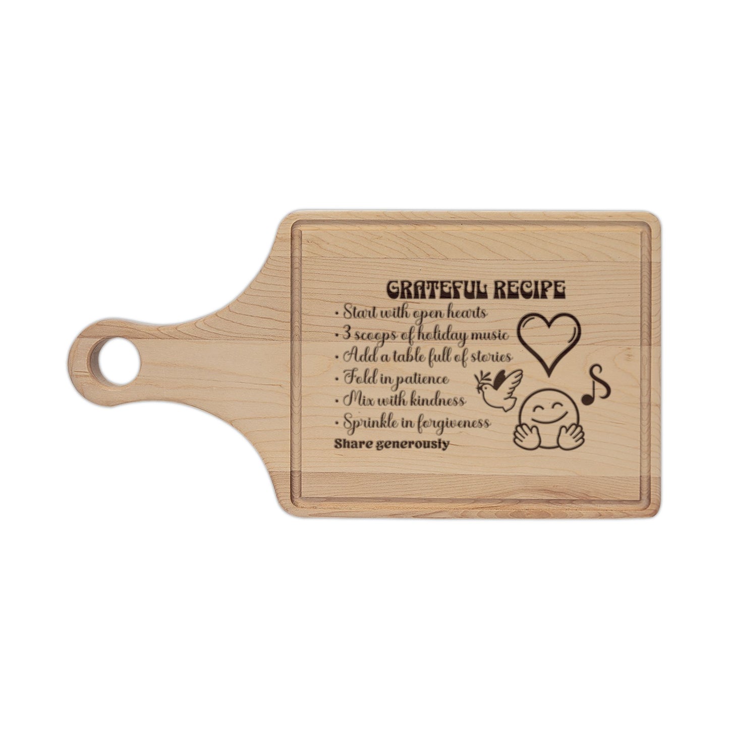 The Cozy Edit4 | "Grateful Recipe" Engraved Wooden Cutting Board (maple or walnut)