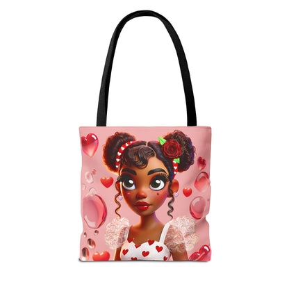 Heartbreaker Girl | Bubble Gum All -Over-Print Two-Tone Tote Bag (multiple strap colors)