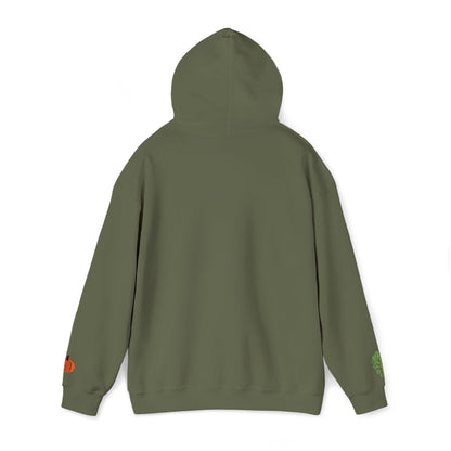 The Thankful Edit1 | Light Green Embroidered Thankful Hoodie, maroon hearts (multiple colors)