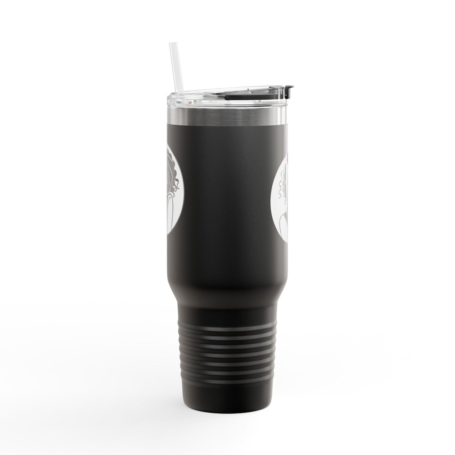 Pearls & Curls2 | Pink Pout - Insulated Travel Mug, 40oz (black or white)
