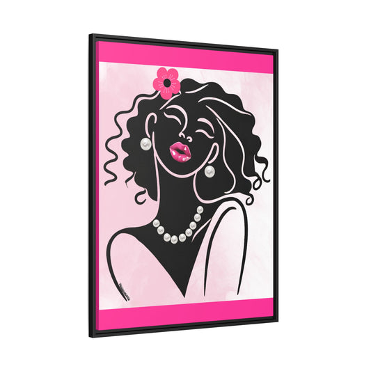 Pearls & Curls 2 | Pink Kiss Framed Matte Canvas Wall Art (black or white frame)