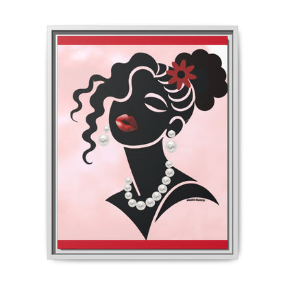 Pearls & Curls 5 | Crimson Kiss Framed Matte Canvas Wall Art (black or white frame)