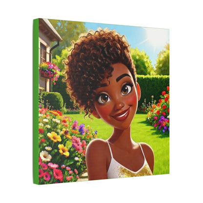 Spring Bloom | Lady Bug, Satin Stretched Canvas Print