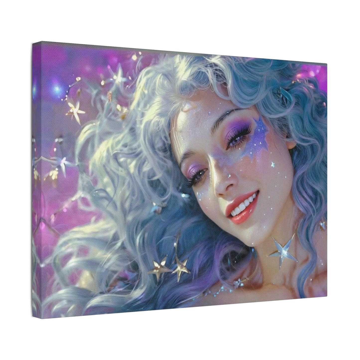 Winter Fantasy 6 | Celestial Maiden Starlight Satin Stretched Canvas Print