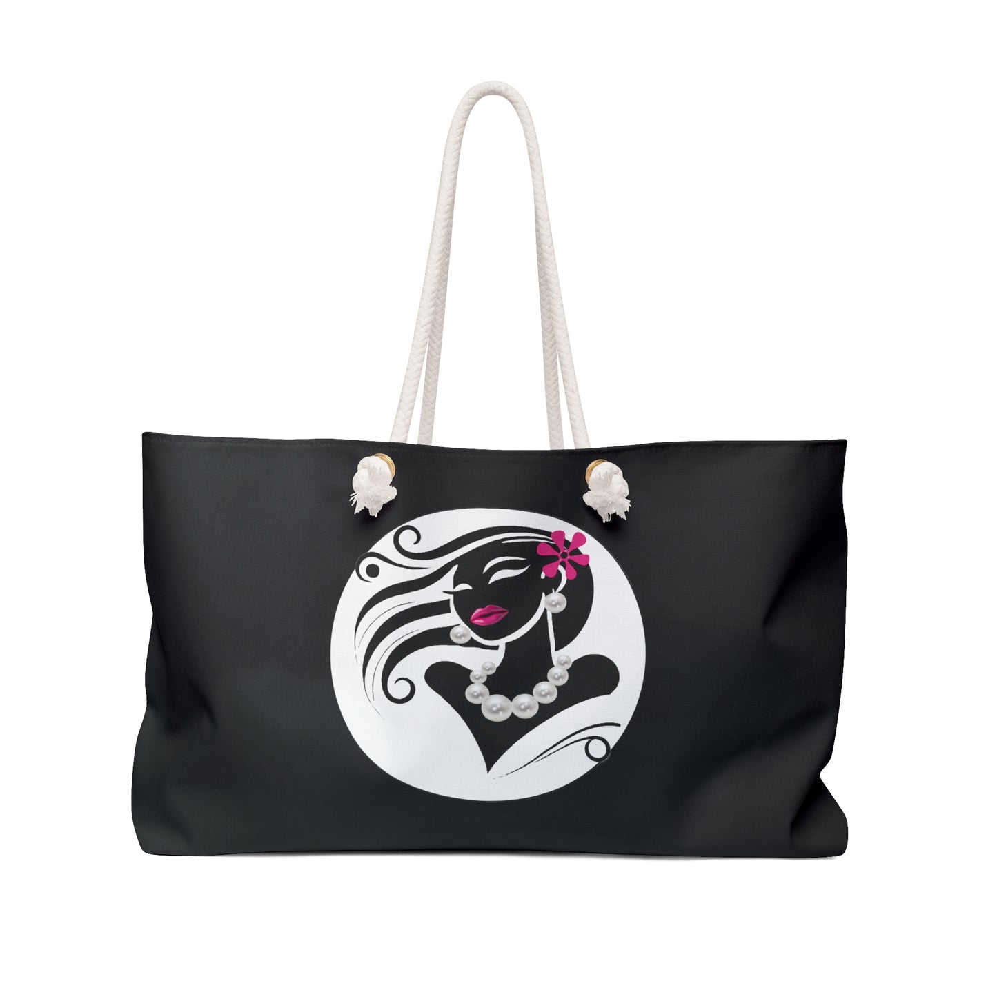 Pearls & Curls 6 | Black Double-Sided Weekender Bag