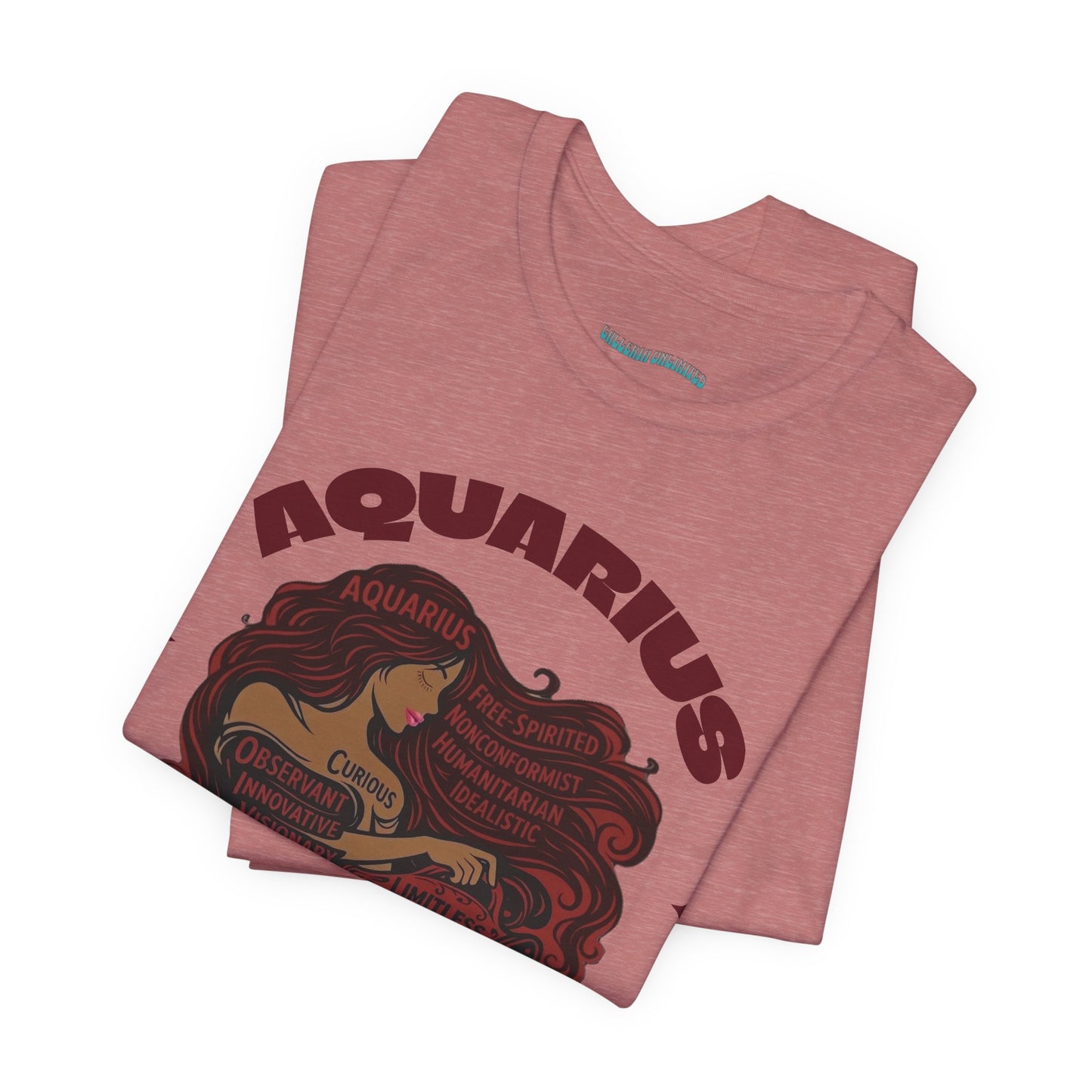 Aquarius| Word Art Graphic Tee (garnet) -- "Aquarius" Definition on Back