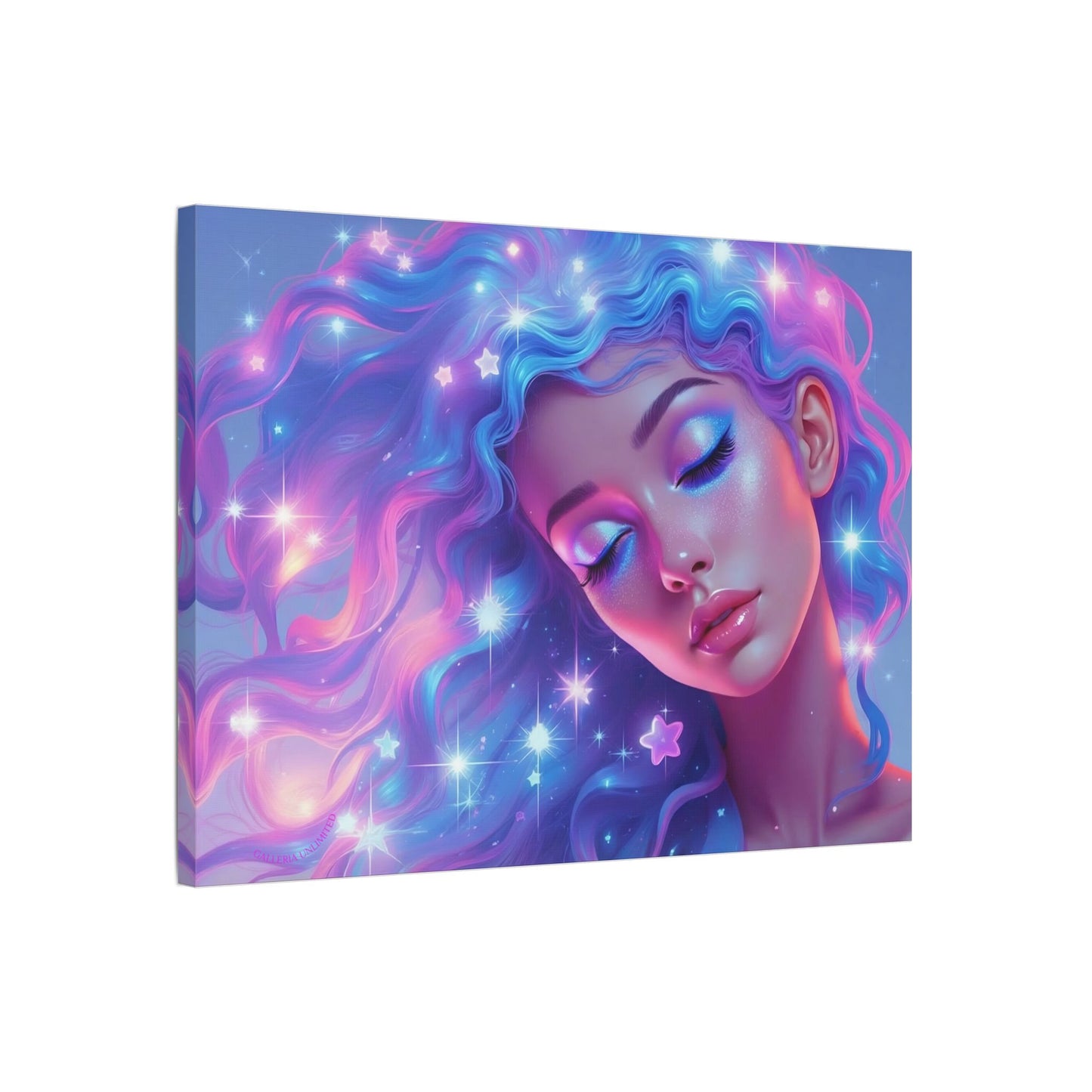 Winter Fantasy 3 | Dreamy Starry Muse Satin Stretched Canvas Print