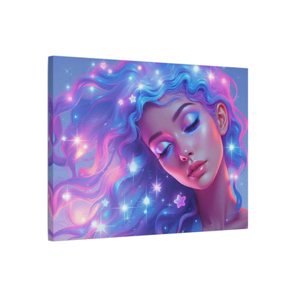 Winter Fantasy 3 | Dreamy Starry Muse Satin Stretched Canvas Print