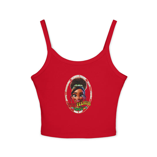 The 92% Club |Juneteenth Celebration Spaghetti Strap Baby Tank Top, front and back design