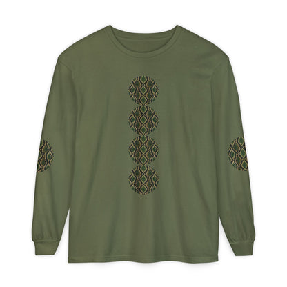 Snake | Olive Snakeskin Circle Patches Long Sleeve Tee (Elbow Accents), multiple shades