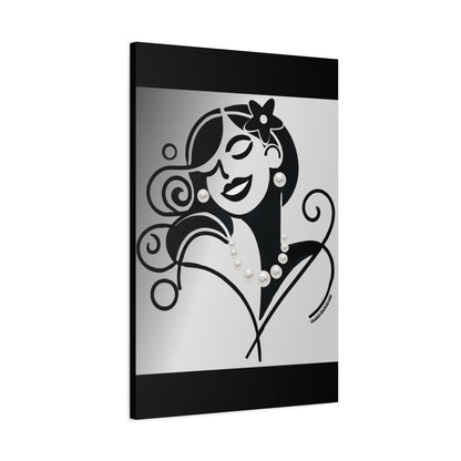 Pearls & Curls4 | Black and White Matte Canvas Print