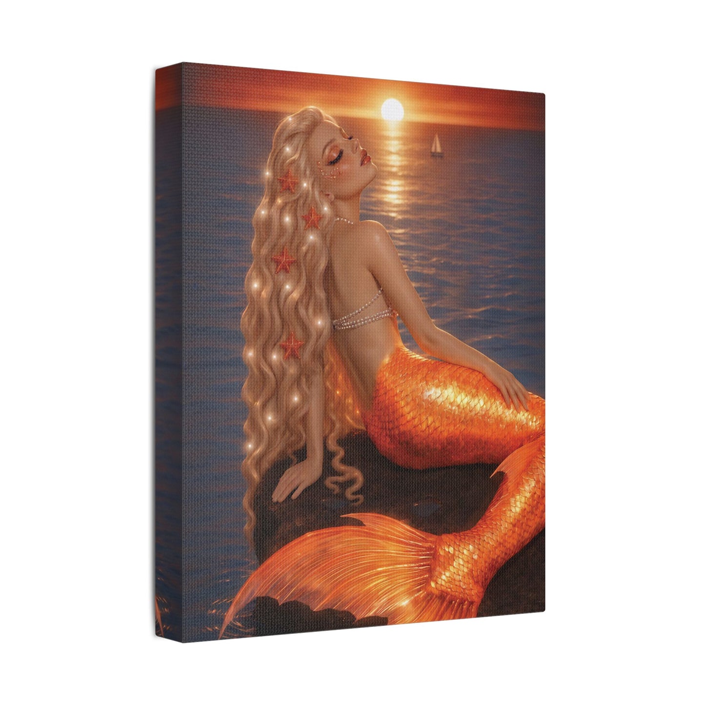 Gilded Sirens | Amber Horizon, Satin Stretched Canvas Print