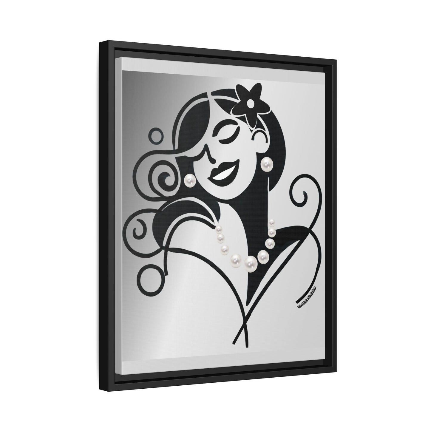 Pearls & Curls 4 | Black and White Framed Matte Canvas Wall Art (black or white frame)