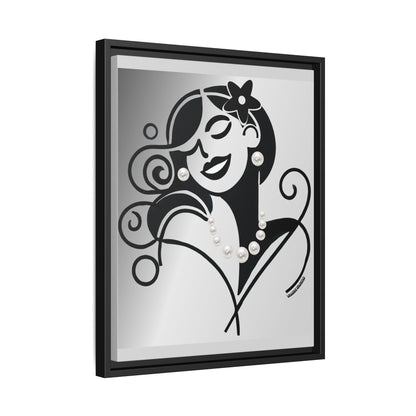 Pearls & Curls 4 | Black and White Framed Matte Canvas Wall Art (black or white frame)