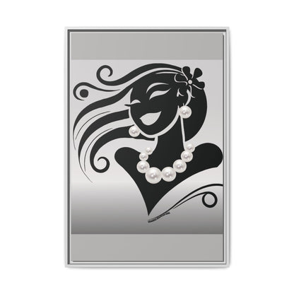 Pearls & Curls6 | Black and White - Framed Matte Canvas Art (black or white frame)