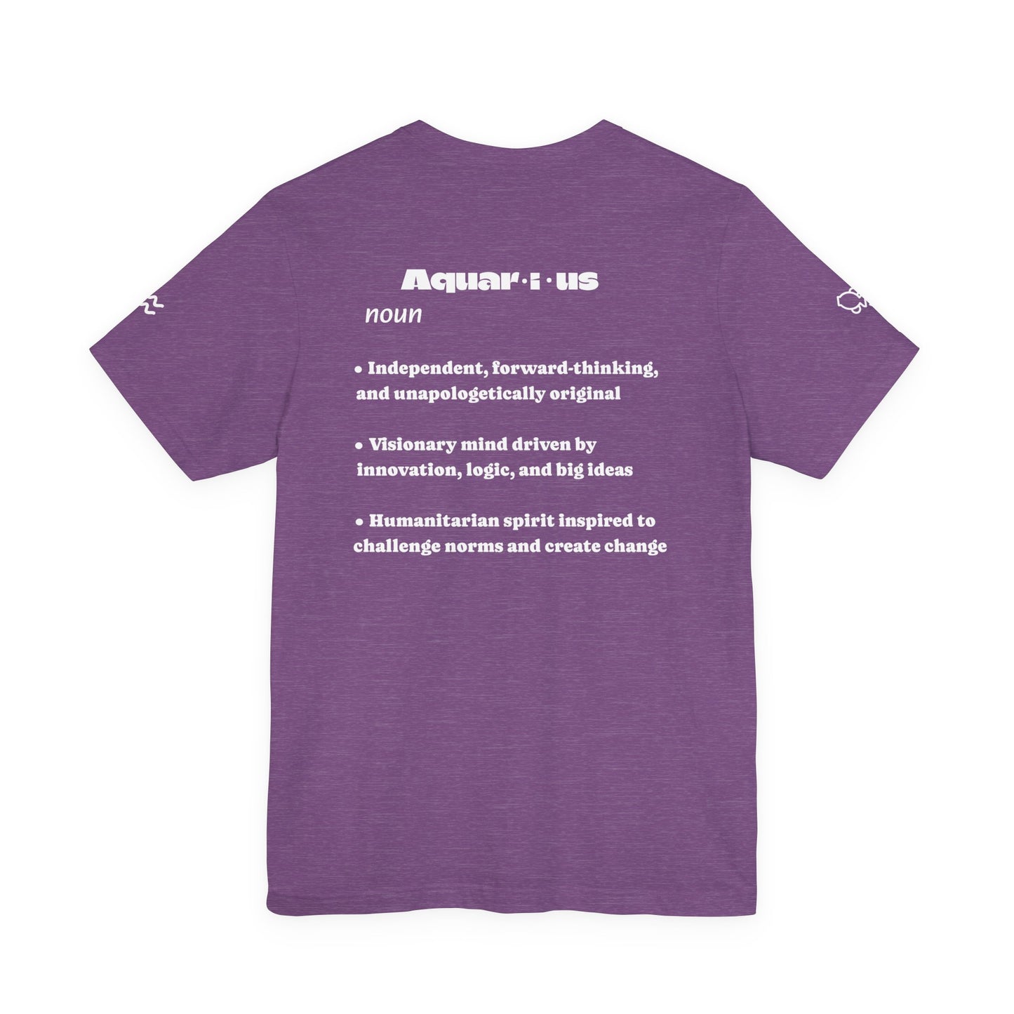 Aquarius | Word Art Graphic Tee (amethyst)-"Aquarius" Definition on Back