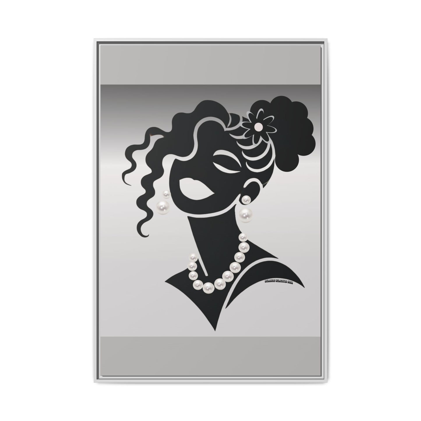 Pearls & Curls5 | Black and White - Framed Matte Canvas Art (black or white frame)