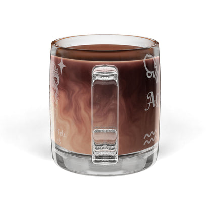 Aquarius | Engraved Glass Coffee Mug, 12.25 oz
