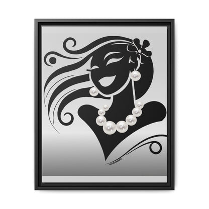 Pearls & Curls 6 | Black and White Framed Matte Canvas Wall Art (black or white frame)