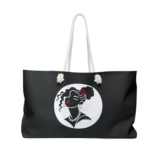 Pearls & Curls5 | Black - Two-Sided Weekender Bag