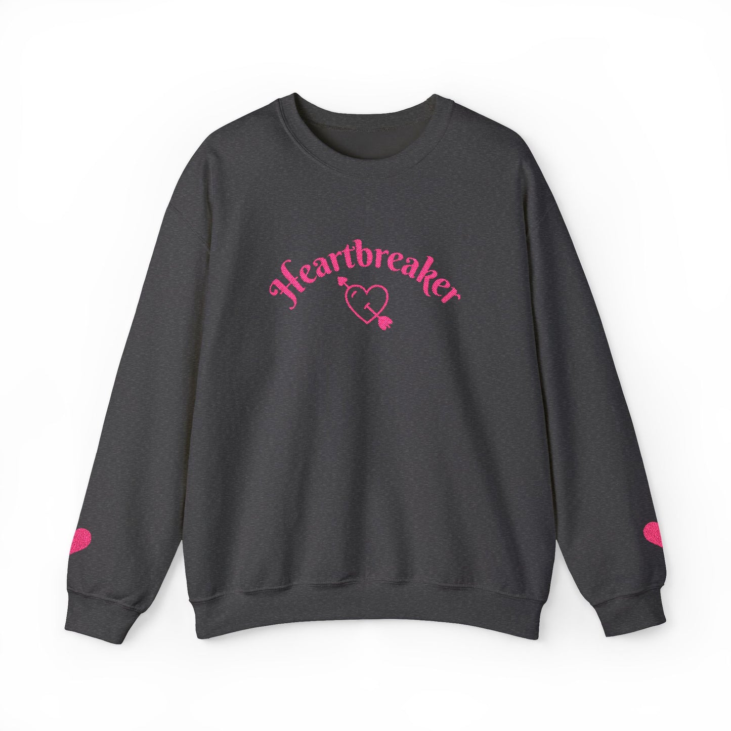 Heartbreaker 0 | Pink Embroidered Heartbreaker Crewneck Sweatshirt
