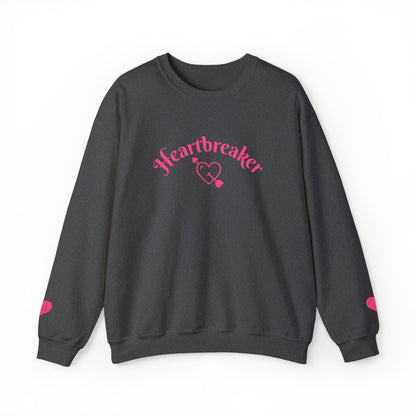 Heartbreaker 0 | Pink Embroidered Heartbreaker Crewneck Sweatshirt