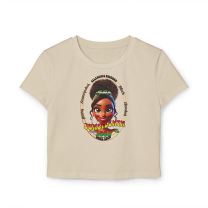 The 92% Club | Juneteenth Celebration Baby Tee, front and back design