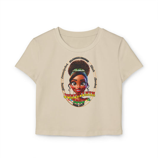 The 92% Club | Juneteenth Celebration Baby Tee, front and back design