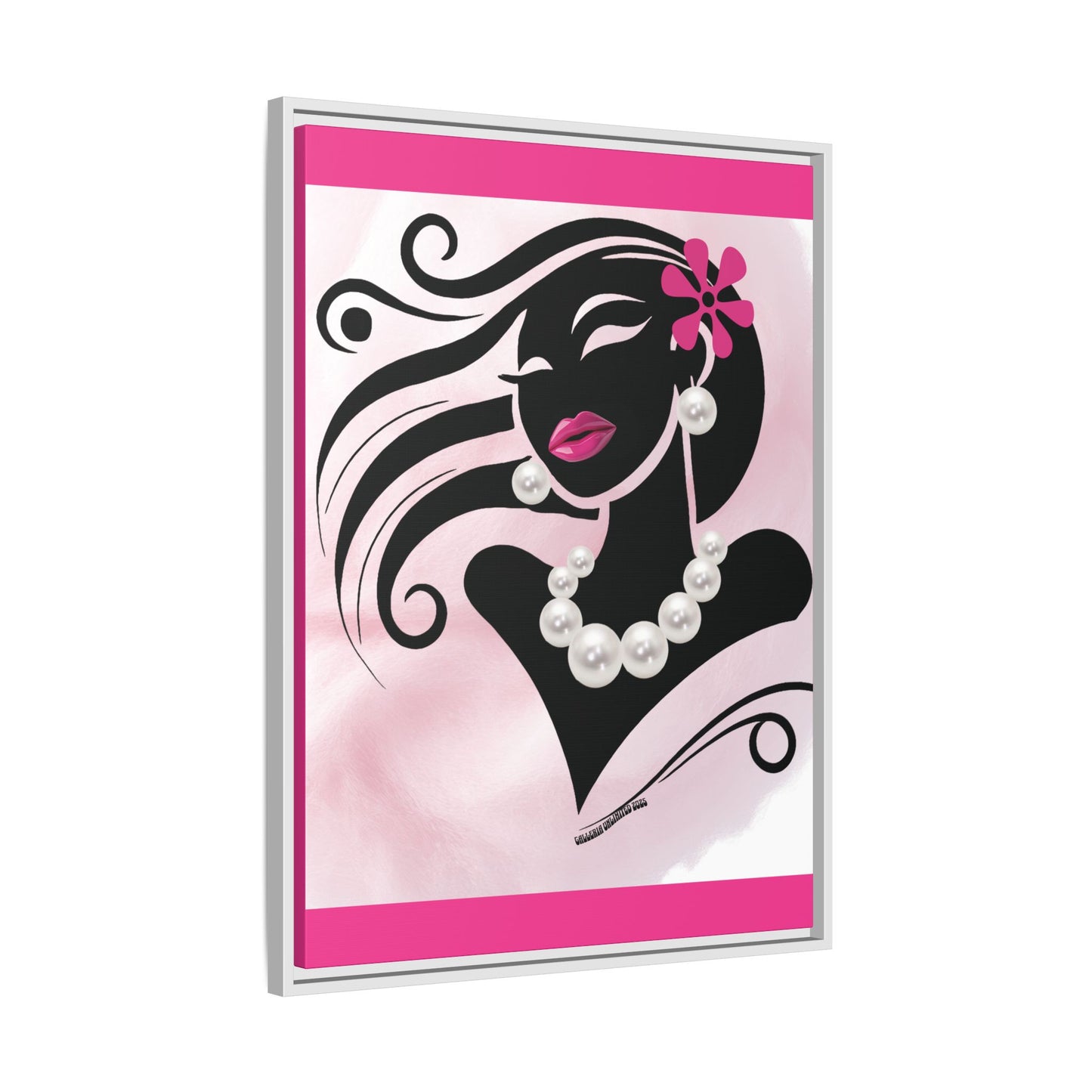 Pearls & Curls6 | Pink Pout - Framed Matte Canvas Art