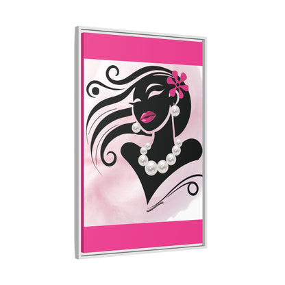 Pearls & Curls6 | Pink Pout - Framed Matte Canvas Art