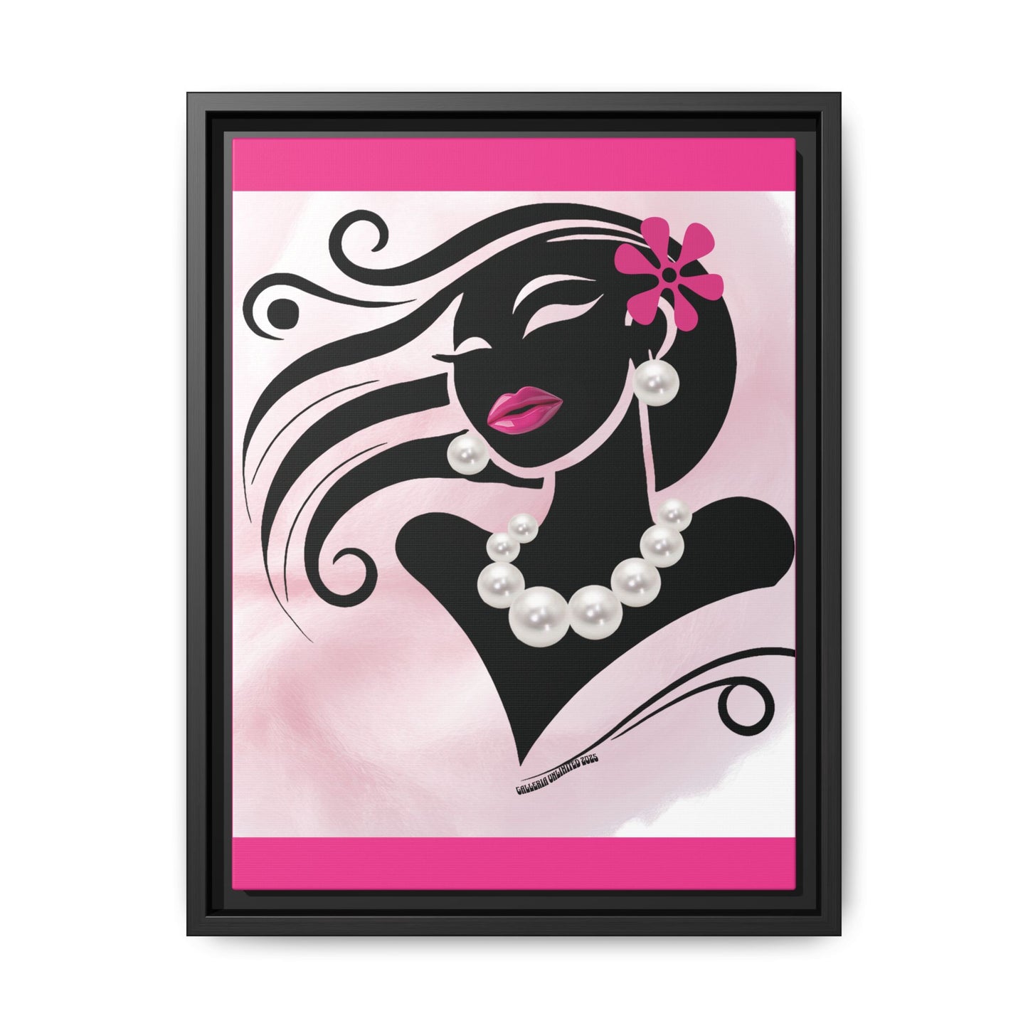 Pearls & Curls6 | Pink Pout - Framed Matte Canvas Art